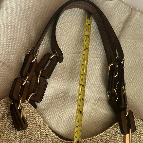 Kate & Alex Cuffaro Soft Tote Bag Tan/Brown Gold Trim 5 Compartments - Picture 6 of 13